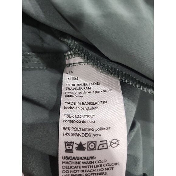 Eddie Bauer Pants Traveler Ankle Lightweight Stretch Green UPF50+ Women's Large - Picture 6 of 8
